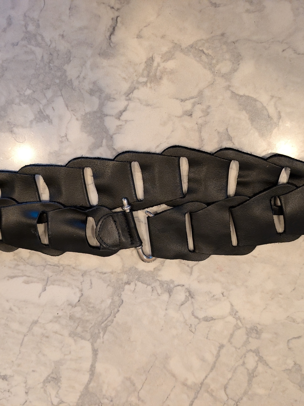 Womens Black Genuine Leather Belt - Picture 4 of 7